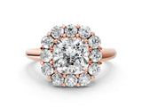 Rose gold Cushion Halo Cluster Diamond Engagement Ring with Prong Setting and Polished Band_75