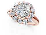 Rose gold Cushion Halo Cluster Diamond Engagement Ring with Prong Setting and Polished Band_76
