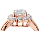 Rose gold Cushion Halo Cluster Diamond Engagement Ring with Prong Setting and Polished Band_79