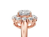 Rose gold Cushion Halo Cluster Diamond Engagement Ring with Prong Setting and Polished Band_80