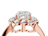 Rose gold Cushion Halo Cluster Diamond Engagement Ring with Solitaire Band and Prong Setting_53
