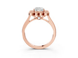 Rose gold Cushion Halo Diamond Cluster Engagement Ring with Milgrain Bezel Setting and Solitaire Band_60