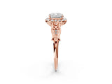 Rose gold Cushion Halo Diamond Engagement Ring with Filigree Band and Four-Prong Setting_83