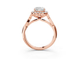 Rose gold Cushion Halo Diamond Engagement Ring with Filigree Band and Four-Prong Setting_84