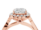 Rose gold Cushion Halo Diamond Engagement Ring with Filigree Band and Four-Prong Setting_85