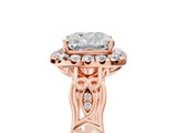 Rose gold Cushion Halo Diamond Engagement Ring with Filigree Band and Four-Prong Setting_86