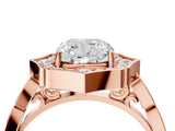 Rose gold Cushion Halo Diamond Engagement Ring with Milgrain Band and Four-Prong Setting_58