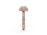Rose gold Cushion Halo Diamond Engagement Ring with Milgrain Pave Band and Four-Prong Setting_95