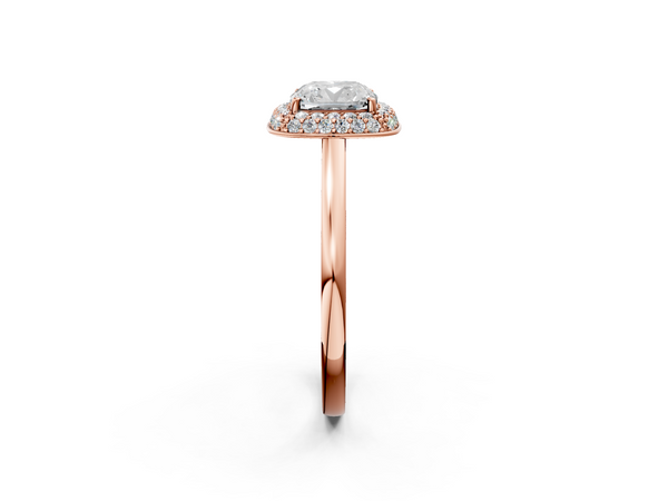 Rose gold Cushion Halo Diamond Engagement Ring with Solitaire Band and Four-Prong Setting