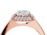 Rose gold Cushion Halo Diamond Engagement Ring with Solitaire Band and Four-Prong Setting_24