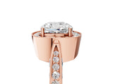 Rose gold Cushion Halo Diamond Engagement Ring with Split Shank Band and Four-Prong Setting_11