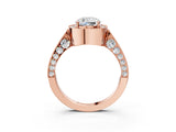 Rose gold Cushion Halo Diamond Engagement Ring with Split Shank Band and Four-Prong Setting_9