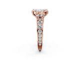 Rose gold Cushion Halo Diamond Engagement Ring with Split Shank and Four-Prong Setting 2
