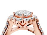 Rose gold Cushion Halo Diamond Engagement Ring with Split Shank and Prong Setting_69