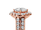 Rose gold Cushion Halo Diamond Engagement Ring with Split Shank and Prong Setting_70