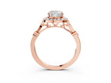 Rose gold Cushion Halo Diamond Engagement Ring with Twisted Band and Four-Prong Setting 3
