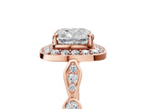 Rose gold Cushion Halo Diamond Engagement Ring with Twisted Band and Four-Prong Setting 5