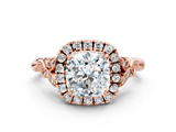 Rose gold Cushion Halo Diamond Engagement Ring with Vintage-Inspired Band and Four-Prong Setting_3