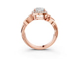 Rose gold Cushion Halo Diamond Floral Band with Four-Prong Setting_79