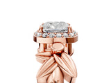 Rose gold Cushion Halo Diamond Floral Band with Four-Prong Setting_81