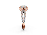Rose gold Cushion Halo Diamond Floral Split Shank Engagement Ring 2