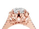 Rose gold Cushion Halo Diamond Floral Split Shank Engagement Ring 4