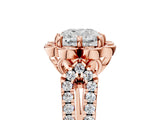 Rose gold Cushion Halo Diamond Floral Split Shank Engagement Ring 5