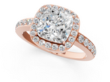 Rose gold Cushion Halo Diamond Pavé Band Ring with Prong Setting_21