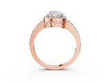 Rose gold Cushion Halo Diamond Pavé Band Ring with Prong Setting_23