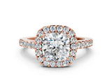 Rose gold Cushion Halo Diamond Pavé Solitaire Ring_51