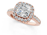 Rose gold Cushion Halo Diamond Pavé Solitaire Ring_52