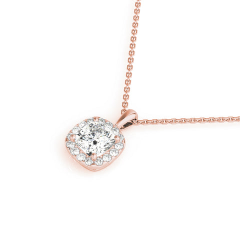 Rose gold Cushion Halo Diamond Pendant with Four-Prong Setting 1