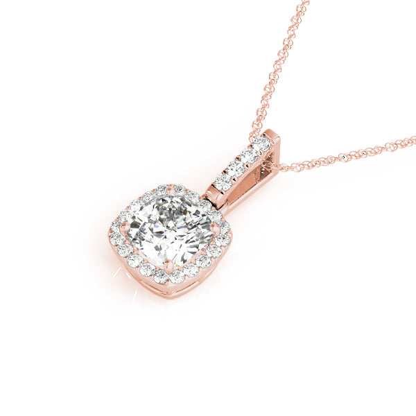 Rose gold Cushion Halo Diamond Pendant with Prong Setting 1