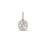 Rose gold Cushion Halo Diamond Pendant with Prong Setting_4