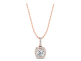 Rose gold Cushion Halo Diamond Pendant with Prong Setting_5