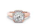Rose gold Cushion Halo Diamond Ring with Cathedral Band and Four-Prong Setting_61