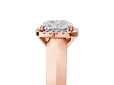 Rose gold Cushion Halo Diamond Ring with Cathedral Band and Four-Prong Setting_66