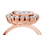 Rose gold Cushion Halo Diamond Ring with Milgrain Edge and Round Prong Setting_30