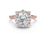 Rose gold Cushion Halo Diamond Ring with Pavé Band and Prong Setting_37