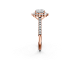 Rose gold Cushion Halo Diamond Ring with Pavé Band and Prong Setting_39