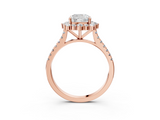 Rose gold Cushion Halo Diamond Ring with Pavé Band and Prong Setting_40