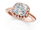 Rose gold Cushion Halo Diamond Ring with Round Cluster Setting, Solitaire Band, and Four-Prong Setting_50