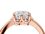Rose gold Cushion Halo Diamond Ring with Round Cluster Setting, Solitaire Band, and Four-Prong Setting_53