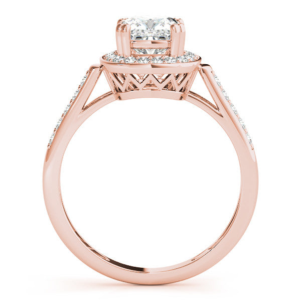 Rose gold Cushion Halo Diamond Ring with Split Shank and Four-Prong Setting 2
