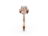 Rose gold Cushion Halo Diamond Ring with Split Shank and Four-Prong Setting_65