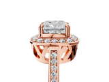 Rose gold Cushion Halo Diamond Ring with Split Shank and Four-Prong Setting_68