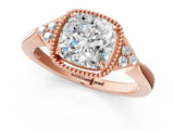 Rose gold Cushion Halo Diamond Ring with Tapered Band and Four-Prong Setting_4