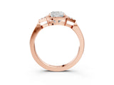 Rose gold Cushion Halo Diamond Ring with Tapered Band and Four-Prong Setting_6