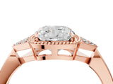Rose gold Cushion Halo Diamond Ring with Tapered Band and Four-Prong Setting_7