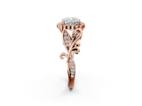Rose gold Cushion Halo Diamond Ring with Vintage Split Shank and Four-Prong Setting_25